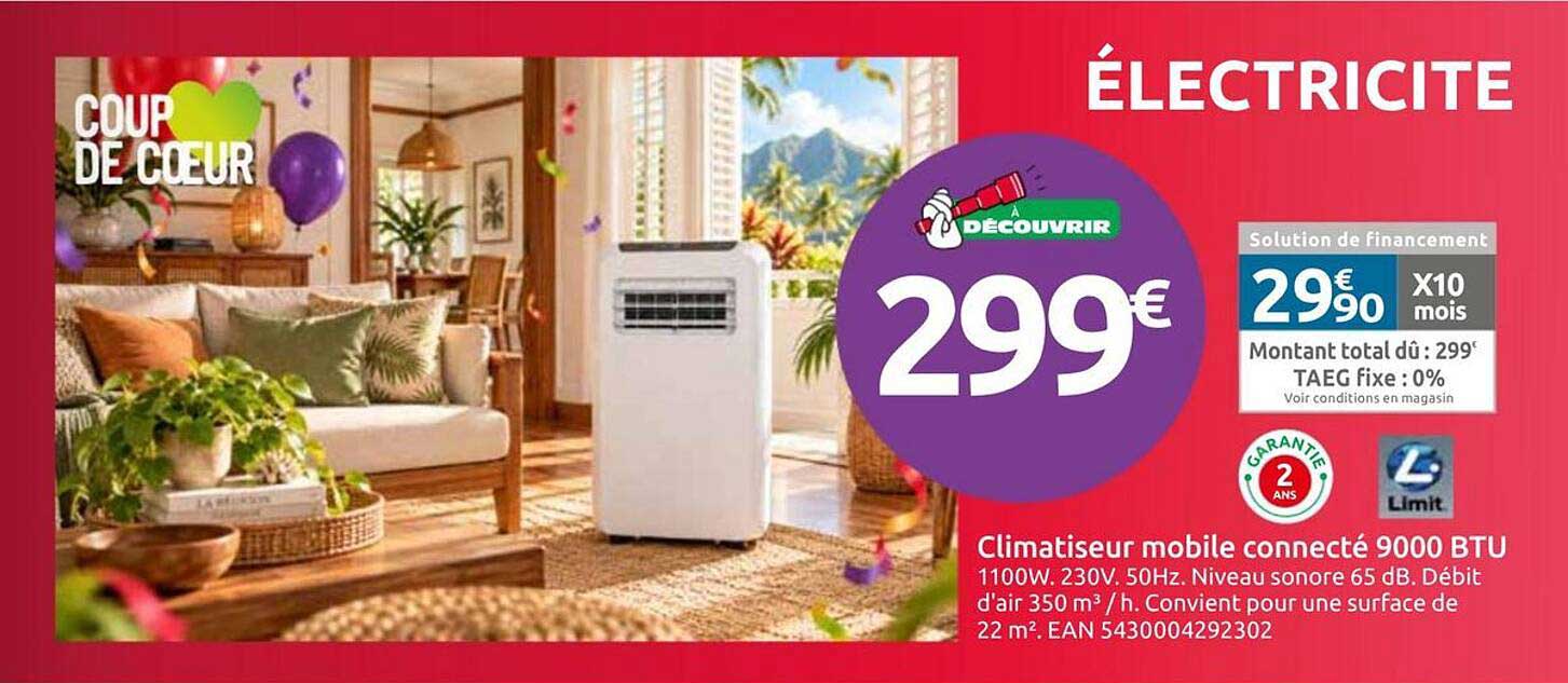 Climatiseur mobile connecté 9000 BTU