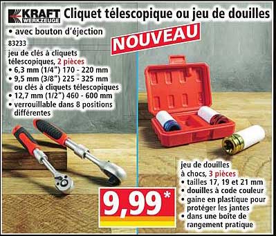 Cliquet télescopique ou jeu de douilles