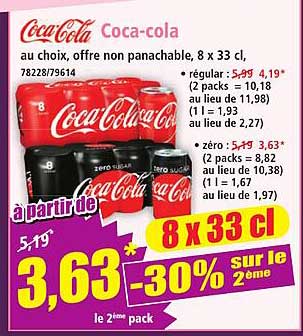 Coca-Cola au choix, offre non panachable, 8 x 33 cl, 78228/79614