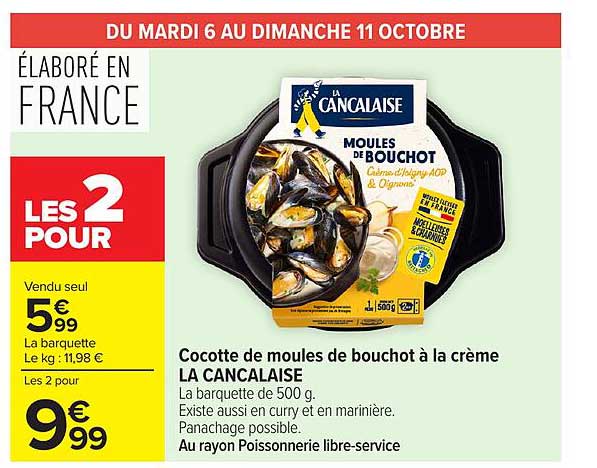 Cocotte de moules de bouchot à la crème LA CANCALAISE