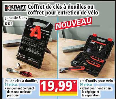 Coffret de clés à douilles ou coffret pour entretien de vélo