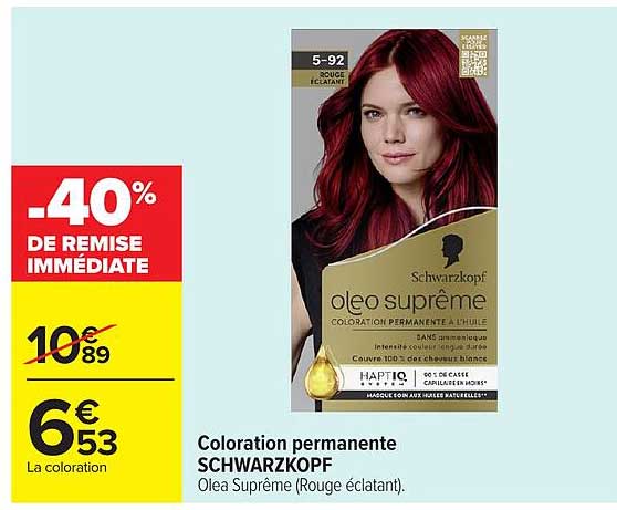 Coloration permanente SCHWARZKOPF Oleo Suprême (Rouge éclatant)