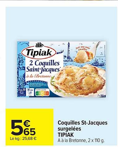 Coquilles St-Jacques surgelées TIPIAK