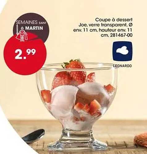 Coupe à dessert Joe, verre transparent, Ø env. 11 cm, hauteur env. 11 cm, 281467-00