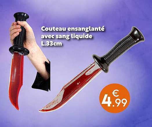 Couteau ensanglanté avec sang liquide L.33cm