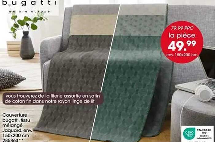 Couverture bugatti, tissu mélangé, Jaquard, env. 150x200 cm