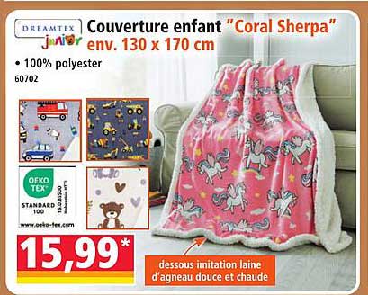 Couverture enfant “Coral Sherpa” env. 130 x 170 cm