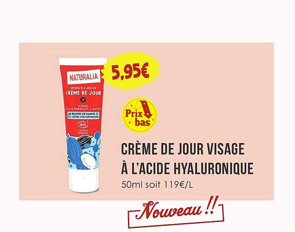 CRÈME DE JOUR VISAGE À L'ACIDE HYALURONIQUE