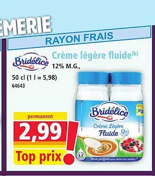 Crème légère fluide(b) 12% M.G.