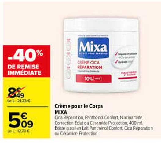 Crème pour le Corps MIXA Cica Réparation