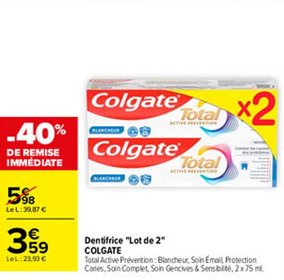 Dentifrice "Lot de 2" COLGATE