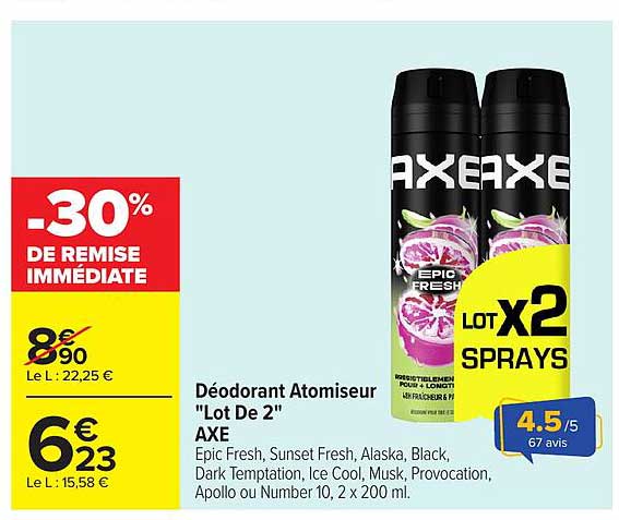 Déodorant Atomiseur "Lot De 2" AXE