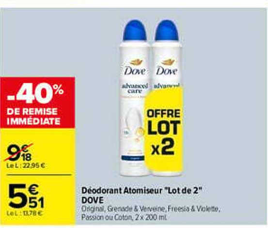 Déodorant Atomiseur "Lot de 2" DOVE