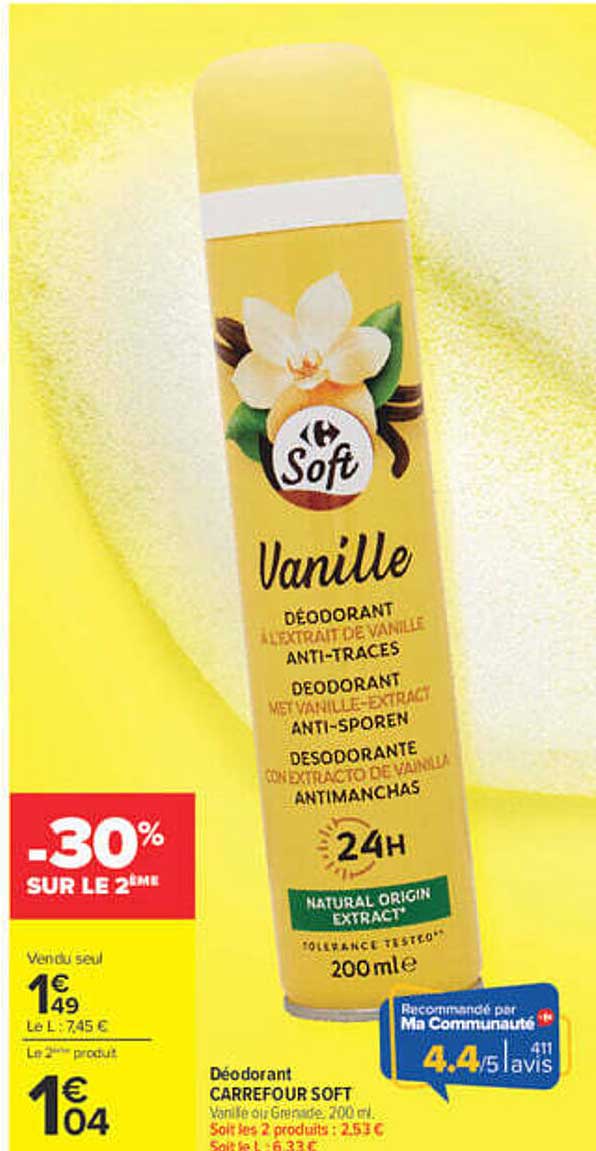 Déodorant Carrefour Soft Vanille
