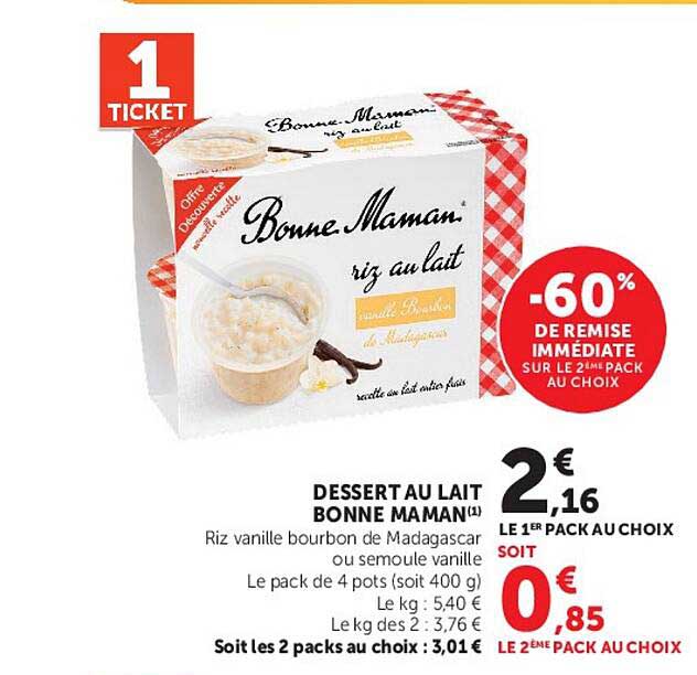 DESSERT AU LAIT BONNE MAMAN