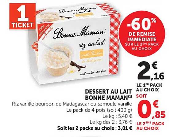 DESSERT AU LAIT BONNE MAMAN