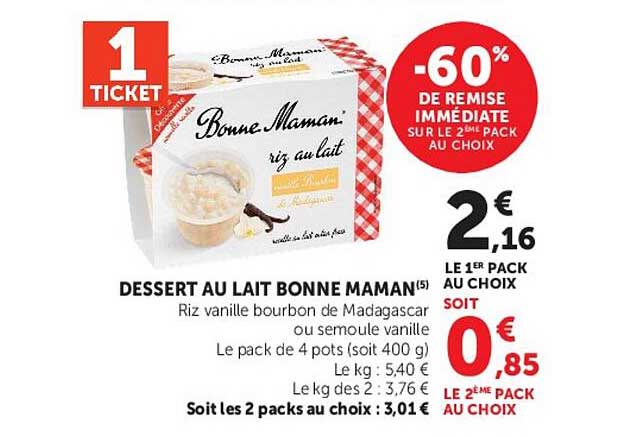 DESSERT AU LAIT BONNE MAMAN