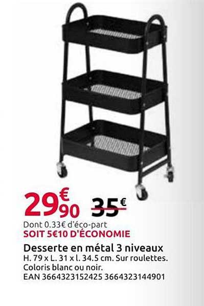Desserte en métal 3 niveaux