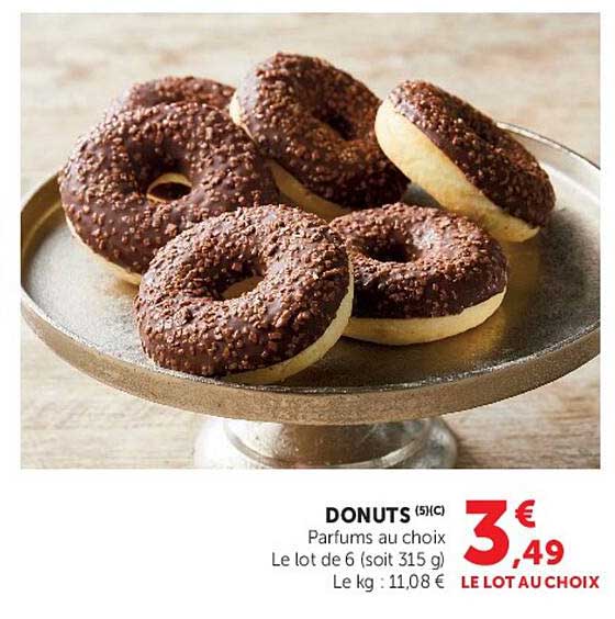 DONUTS (5+1C) Parfums au choix Le lot de 6 (soit 315 g)