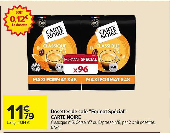Dosettes de café "Format Spécial" CARTE NOIRE
