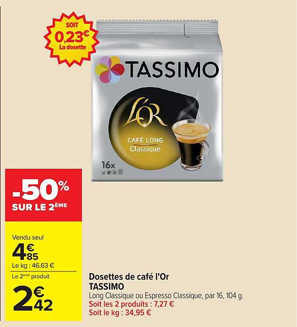 Dosettes de café l'Or TASSIMO