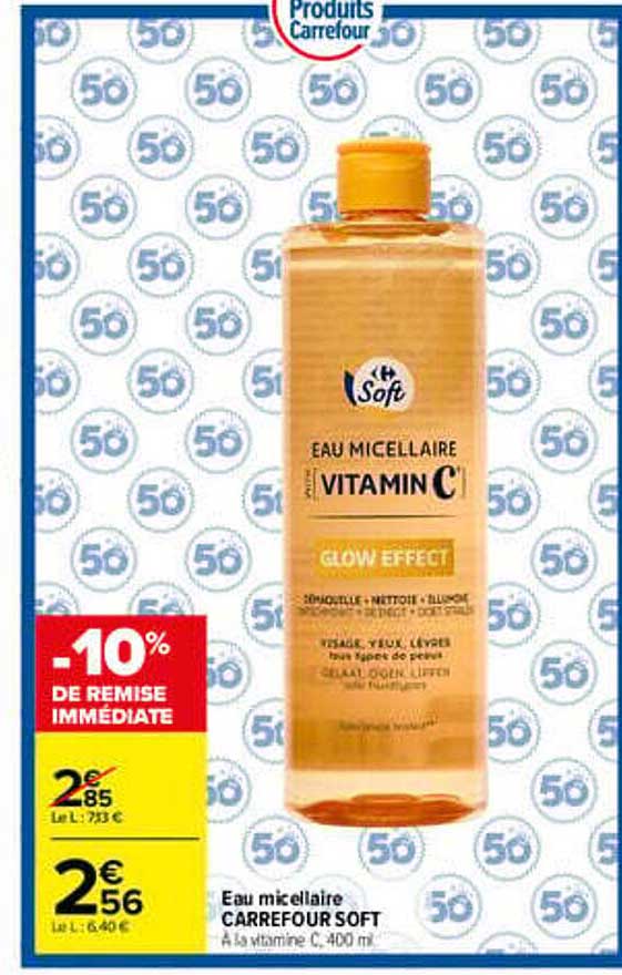 Eau micellaire CARREFOUR SOFT à la vitamine C 400 ml