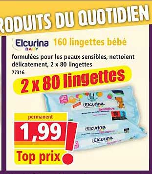 Elcurina baby 160 lingettes bébé