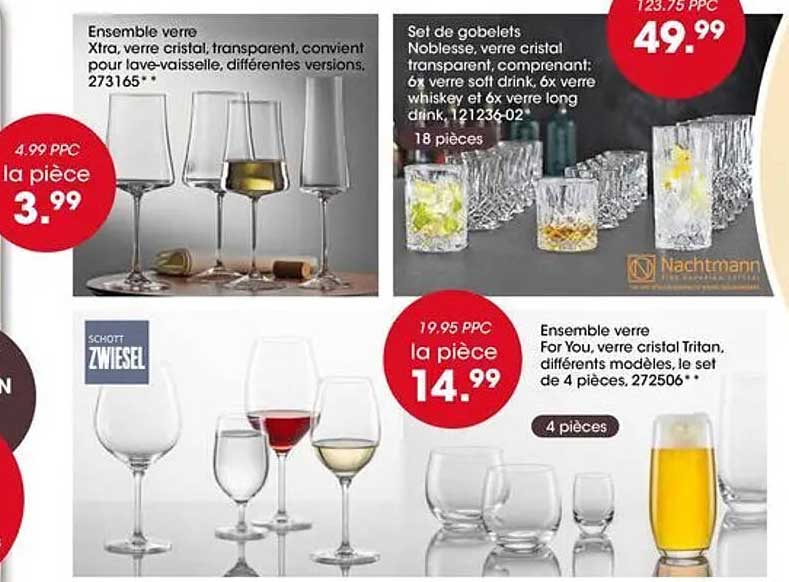 Ensemble verre Xtra, verre cristal, transparent, convient pour lave-vaisselle, différentes versions, 273165**