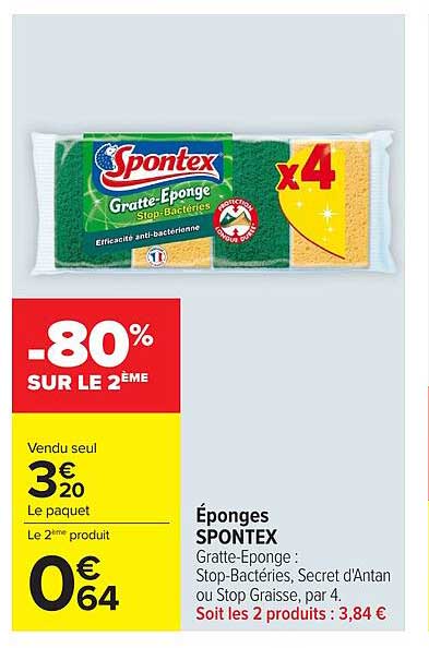 Éponges SPONTEX Gratte-Eponge : Stop-Bactéries, Secret d’Antan ou Stop Graisse, par 4