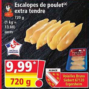 Escalopes de poulet(a) extra tendre 720 g
