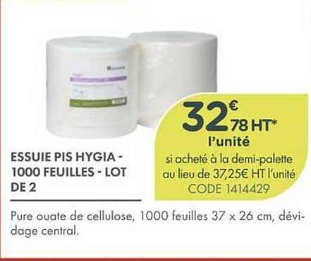 ESSUIE PIS HYGIA - 1000 FEUILLES - LOT DE 2