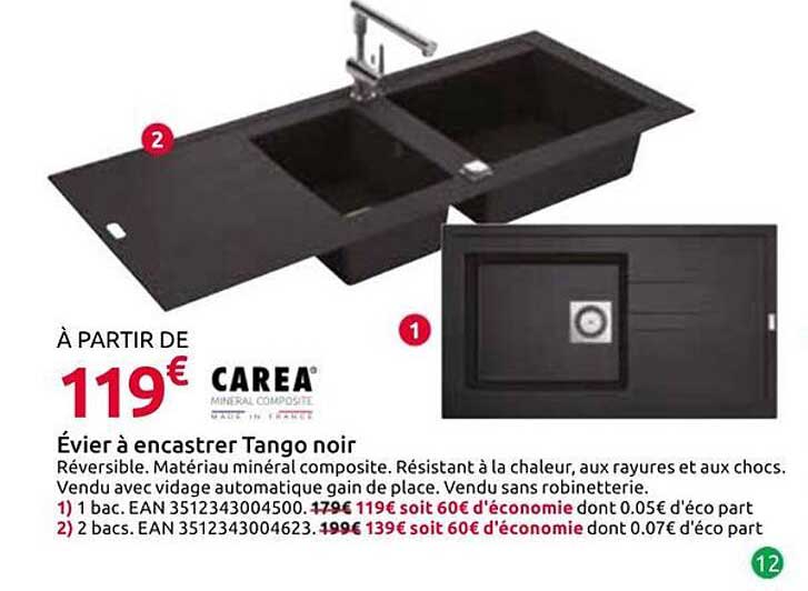 Évier à encastrer Tango noir