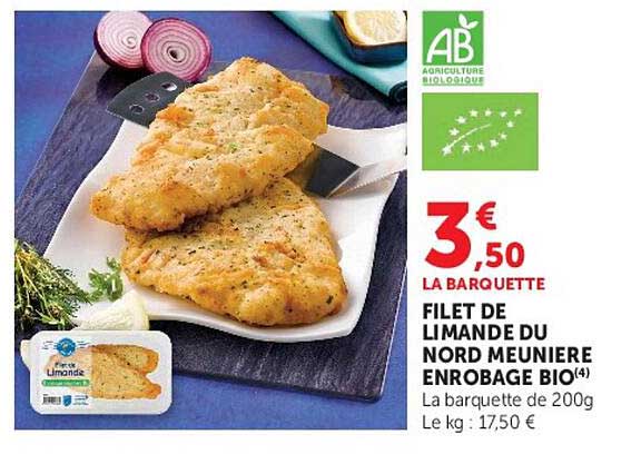 FILET DE LIMANDE DU NORD MEUNIERE ENROBAGE BIO