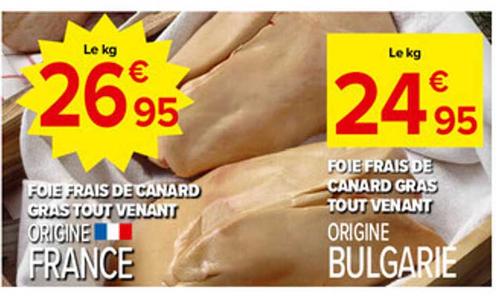 FOIE FRAIS DE CANARD GRAS TOUT VENANT ORIGINE FRANCE