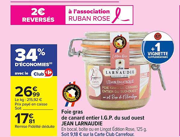 Foie gras de canard entier I.G.P. du sud ouest JEAN LARNAUDIE