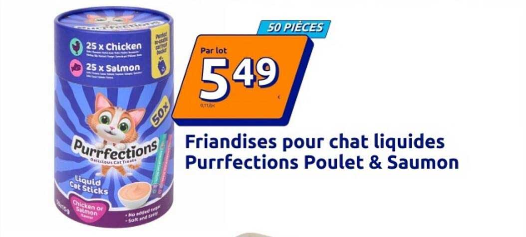 Friandises pour chat liquides Purrfections Poulet & Saumon