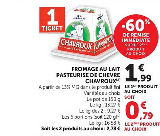 FROMAGE AU LAIT PASTEURISE DE CHEVRE CHAVROUX