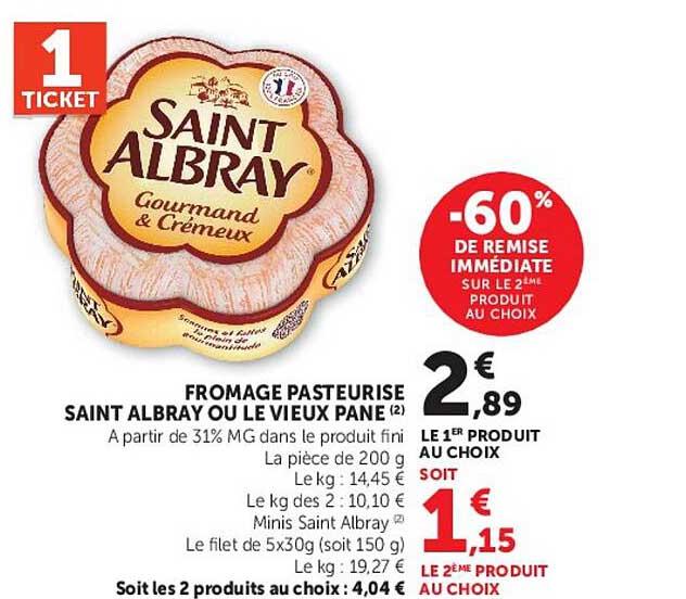 FROMAGE PASTEURISE SAINT ALBRAY OU LE VIEUX PANE