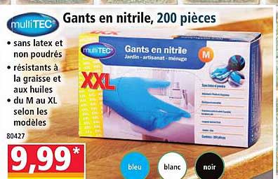 Gants en nitrile, 200 pièces
