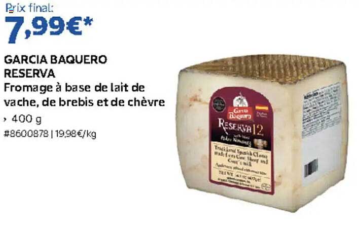 GARCIA BAQUERO RESERVA Fromage à base de lait de vache, de brebis et de chèvre