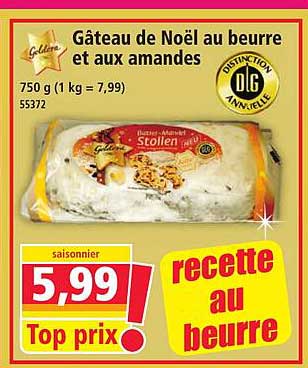 Gâteau de Noël au beurre et aux amandes