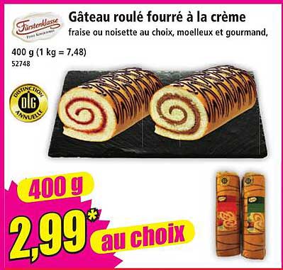 Gâteau roulé fourré à la crème