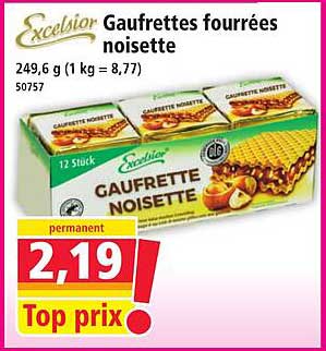 Gaufrettes fourrées noisette