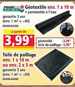Géotextile env. 1 x 10 m - perméable à l’eau