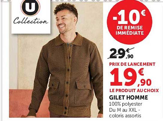 GILET HOMME 100% polyester Du M au XXL - coloris assortis