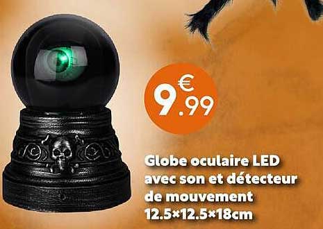 Globe oculaire LED avec son et détecteur de mouvement 12.5×12.5×18cm