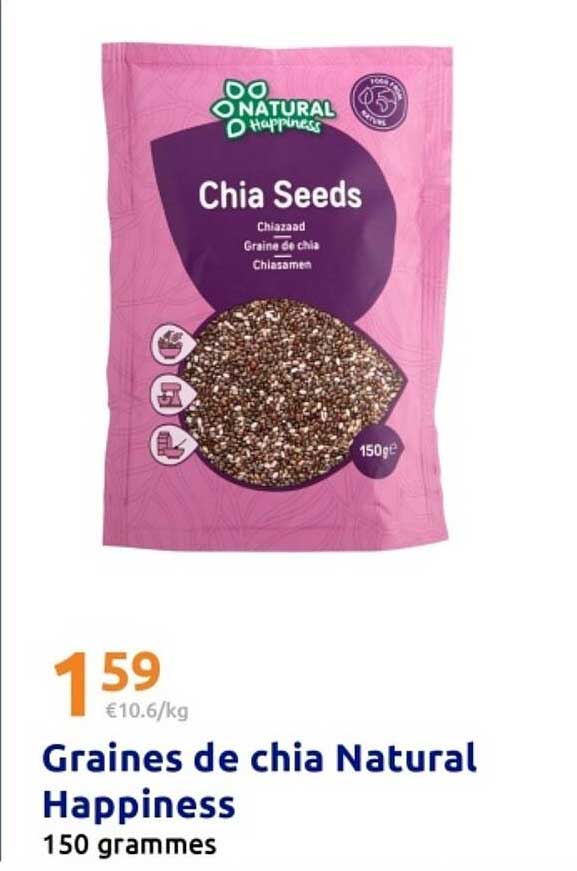 Graines de chia Natural Happiness 150 grammes