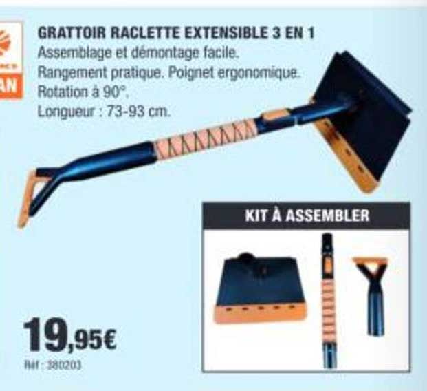 GRATTOIR RACLETTTE EXTENSIBLE 3 EN 1