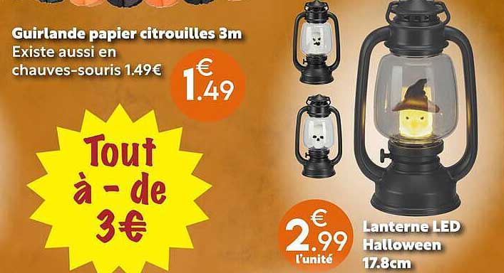 Guirlande papier citrouilles 3m Existe aussi en chauves-souris 1.49€