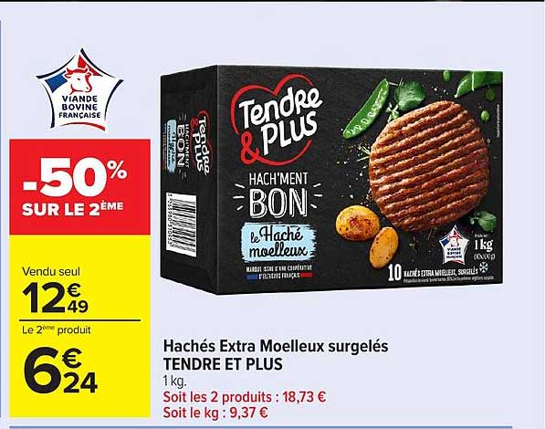 Hachés Extra Moelleux surgelés TENDRE ET PLUS